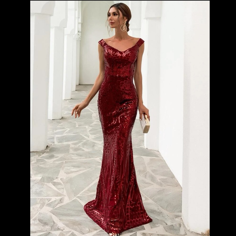 Red Sequin Prom Dress